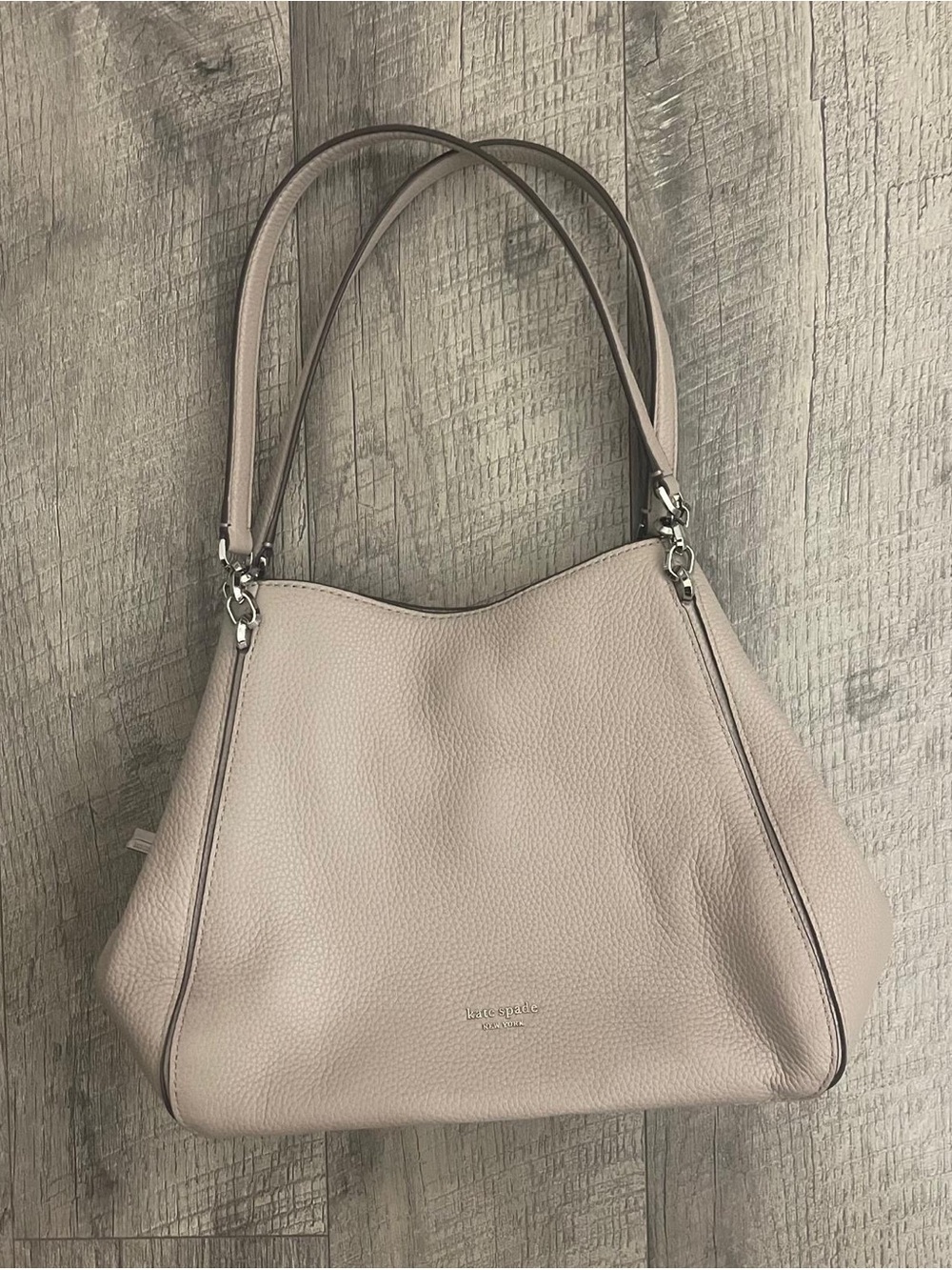kate spade Pebbled Leather Shoulder Bag in Light Taupe